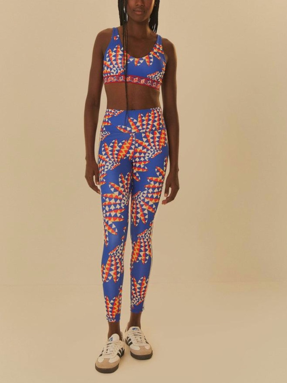 XS FARM Rio x adidas Blue Leggings with Orange & White Accents